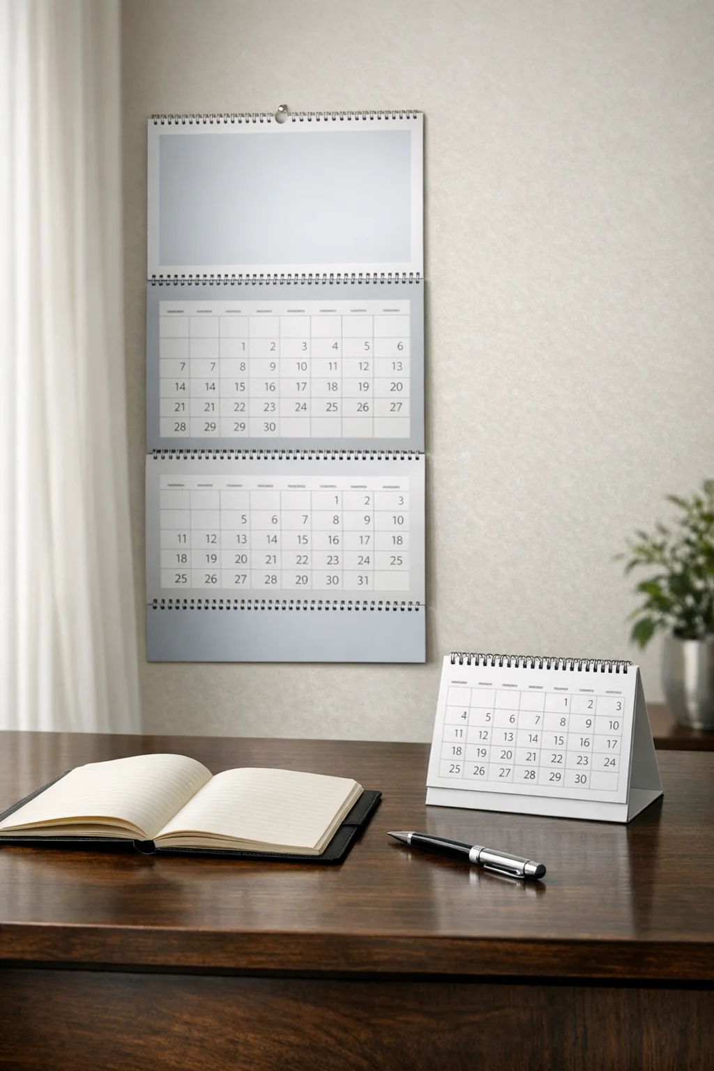 Kalendarze reklamowe na biurku firmowym