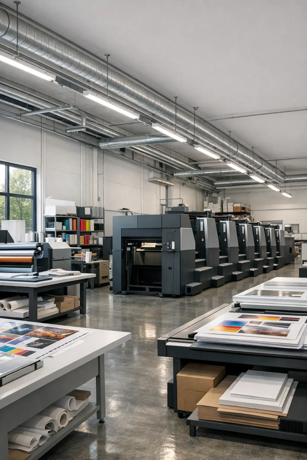 Wnętrze nowoczesnej drukarni reklamowej Globator